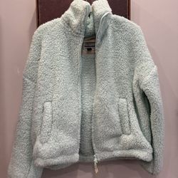 American Eagle Outfitters Light Turquoise Sherpa Jacket Women’s XS ~ NEW W.O TAG