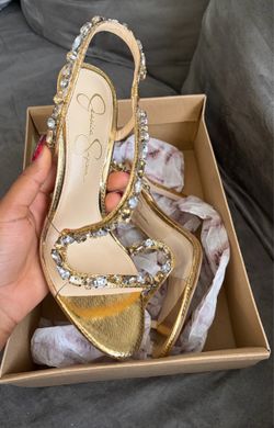 gold rhinestone heels- Jessica Simpson size 8.5
