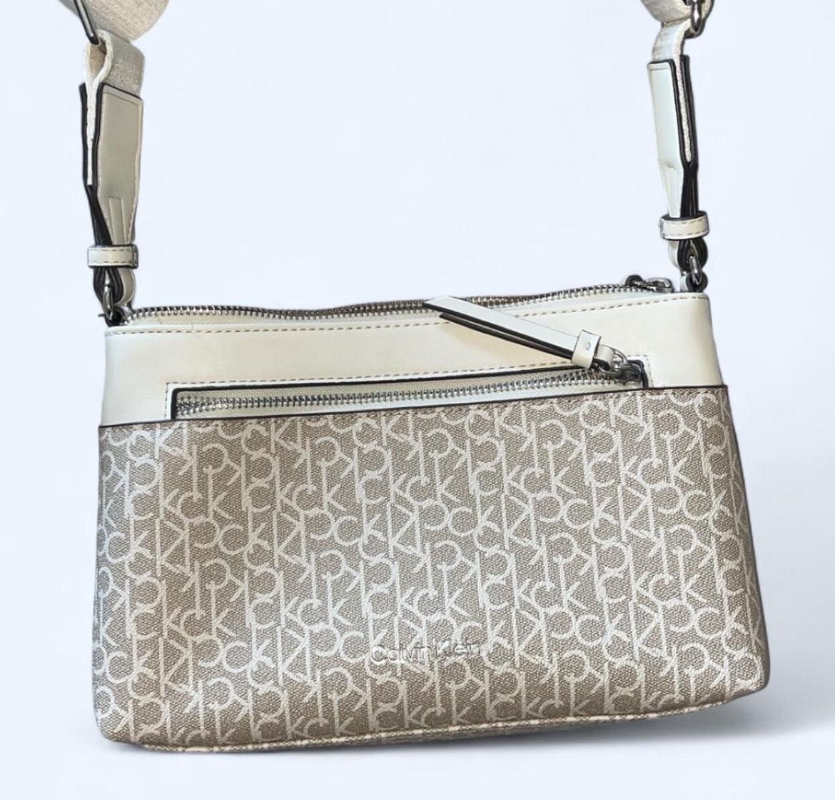 Used!! Tan And Cream Calvin Klein Thick Strap Crossbody