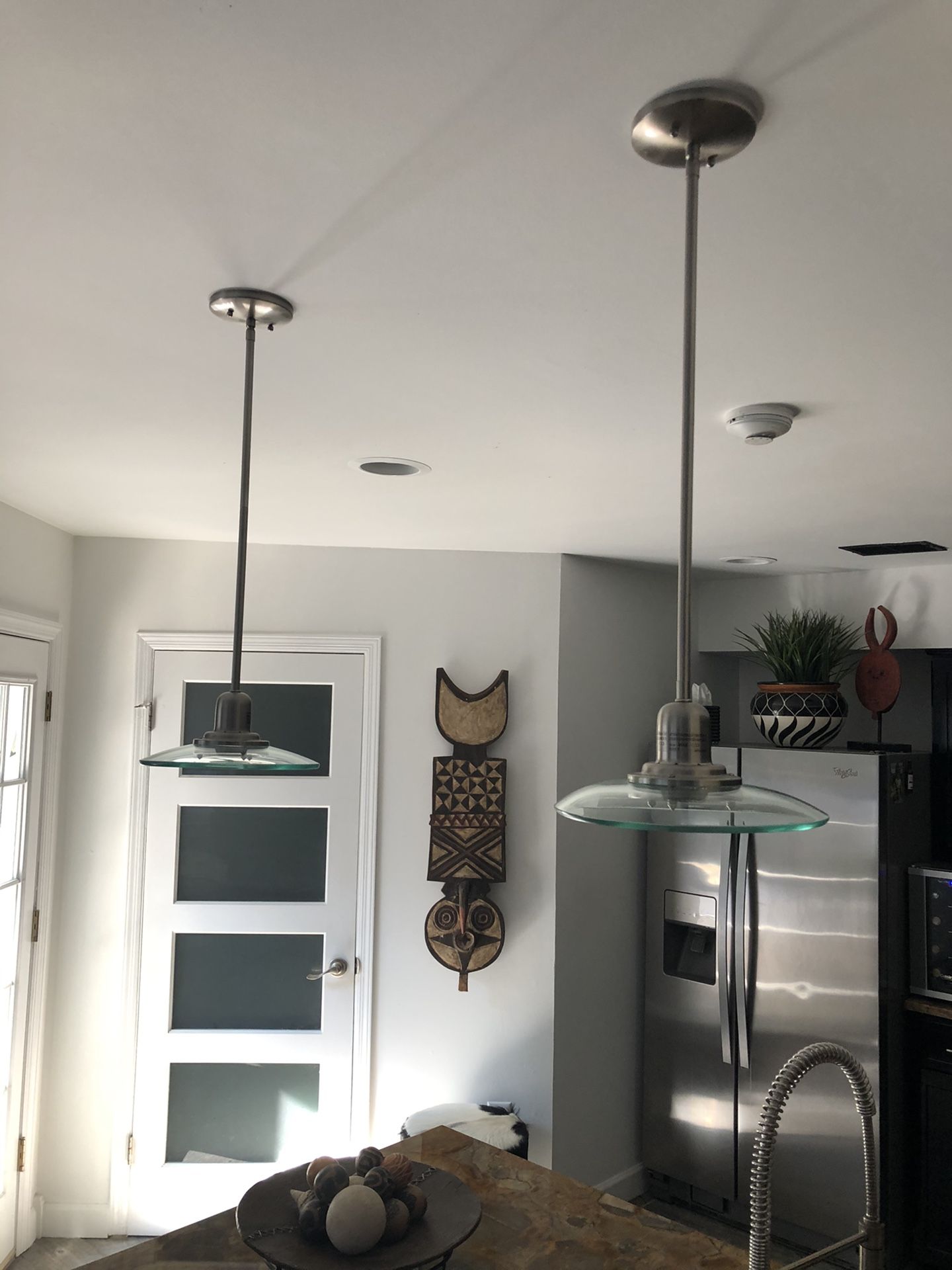 (2) Contemporary Brushed Nickel Pendant Lights, $80 For Both