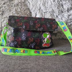 Nintendo Super Mario Bros Yoshii Crossbody Bag Nylon Black Green Island
