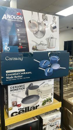 Caraway 12 Piece Cookware Non Stick Set & Cabinet Organizer 