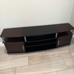 Modern TV Stand / Entertainment Center – Dark Brown Wood