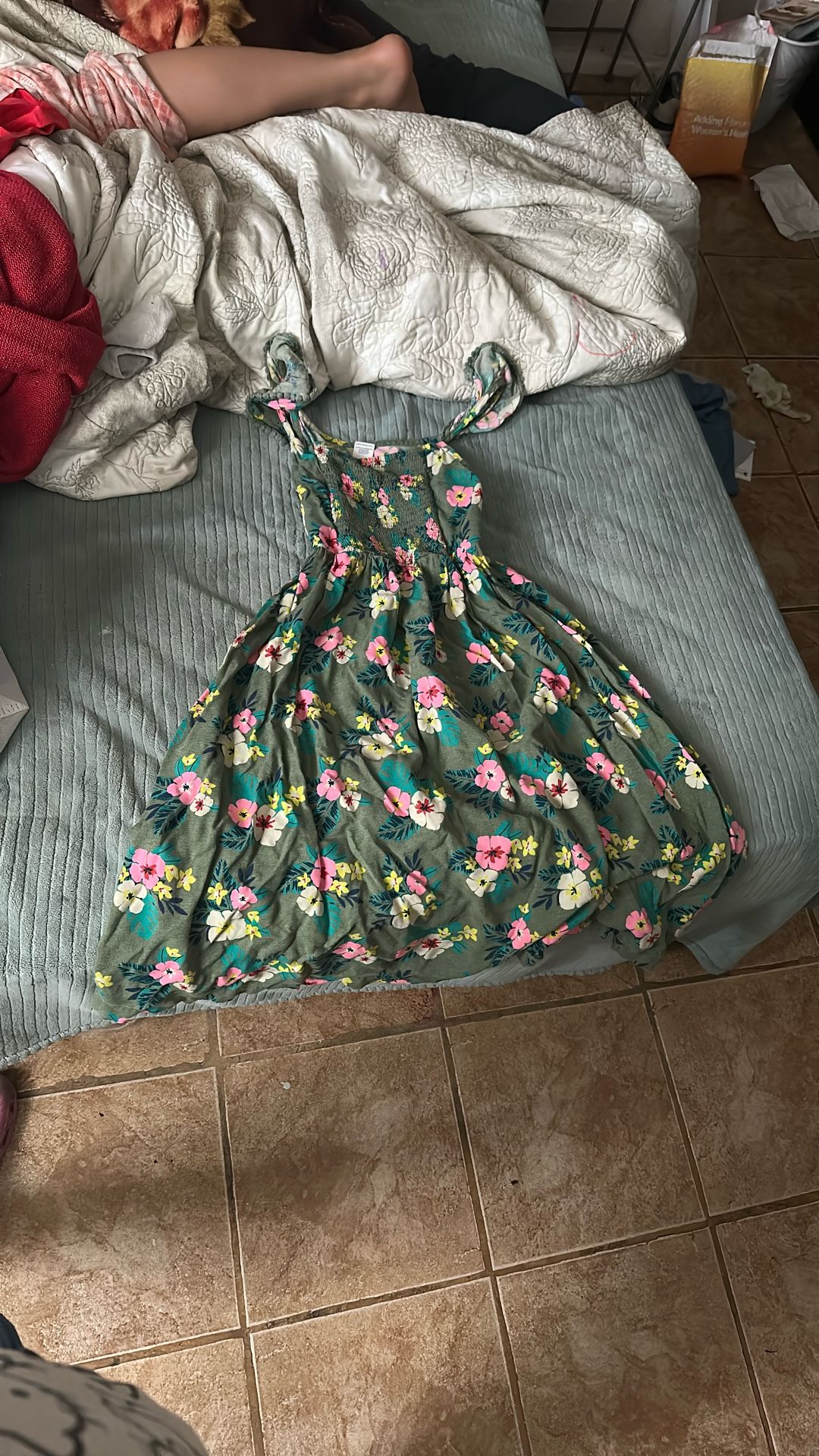 Green Dress With Flowers