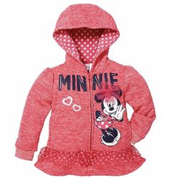 Disney Minnie Mouse Heather Pink Jacket Hoodie 4T  Adorable little hoodie, a pretty heathered pink sweatshirt fabric, with polkadots inside the hood. 