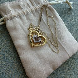 925 Sterling Silver golden tone love forever necklace 18” pendant  In great condition