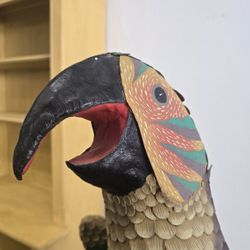 Huge LEATHER PARROT- Hand Crafted  4' 10" Tall  X  17  Wide