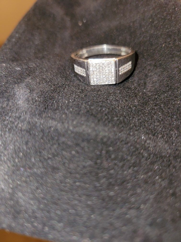 White Gold Diamond Men's Ring Size 12
