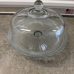 Vintage Pedestal Glass Cake Stand with Glass Dome