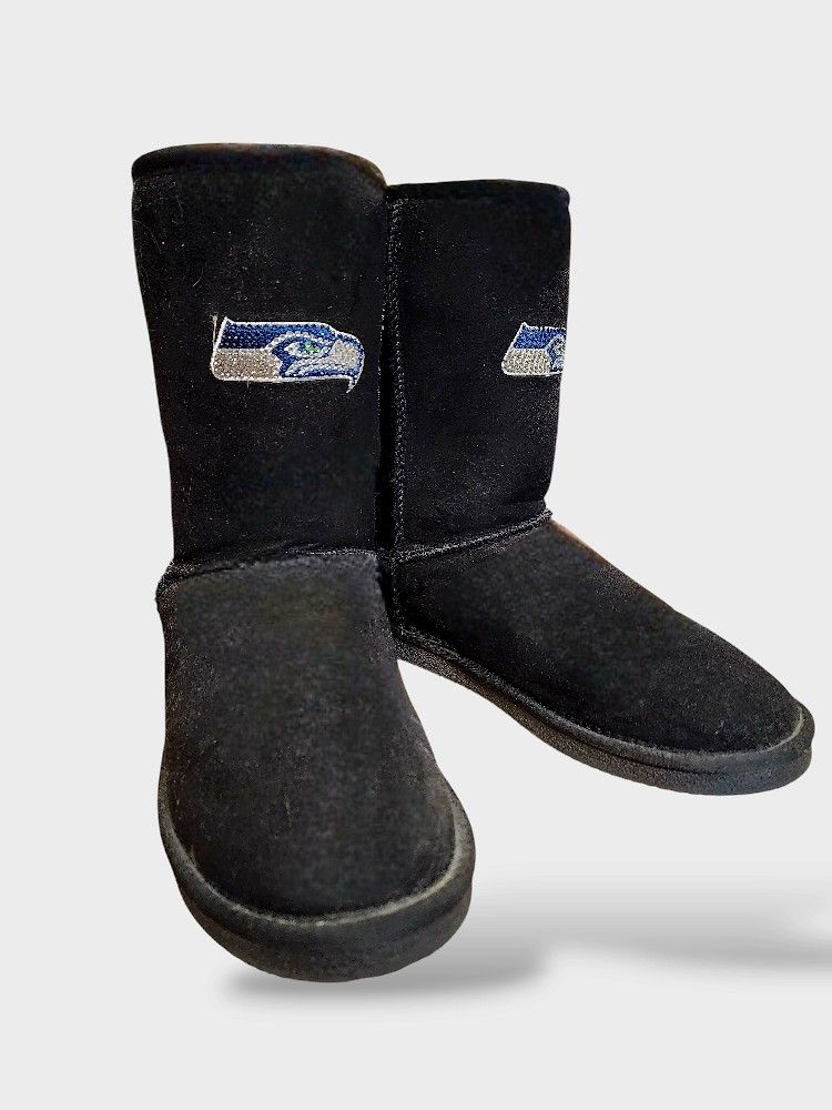 Seattle Seahawks NFL Boots Women's Size 8 Boot Womens Champion Ribbon Bows Black