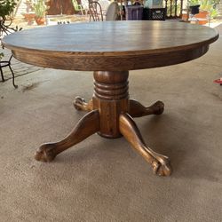 Oak Dining Table With Two Leafs