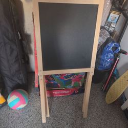 Kids Wooden Standing Chalkboard Easel