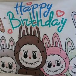 Labubu Happy Birthday Banner 5 X 7