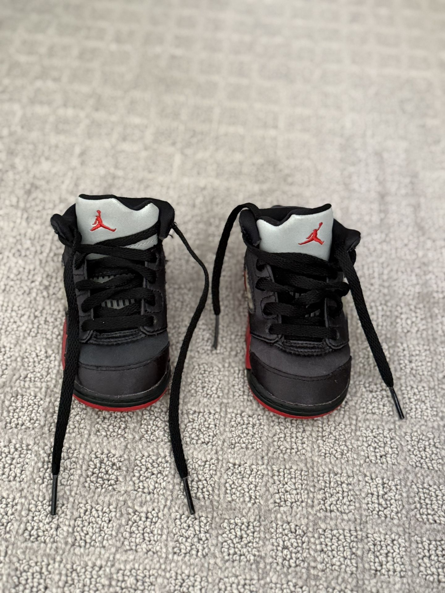 Nike Air Jordan 5 Retro Satin TD Size 4C Black University Red Shoes