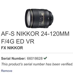 Nikkor AF-S 24-120 F/4G ED VR