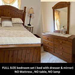 Full Size Bedroom Set -Bed With Dresser And Mirror