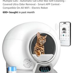 Self Cleaning Litter Box with Auto Safety Sensors for Multiple Cats