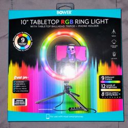 NEW 10" Tabletop RPB Ring Light With Ballhead Tripod & Phone Holder