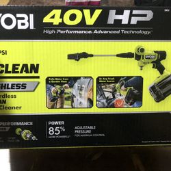 Brand new RYOBI 40V HP Brushless EZClean 600 PSI 0.7 GPM Cordless Battery Cold Water Power Cleaner with 2.0 Ah Battery and Charger