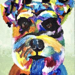 Hand Painted Beautiful Pic. Mini Schnauzer.