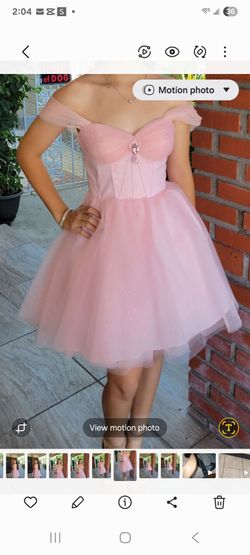 Pink Off-Shoulder Tulle Homecoming Dress