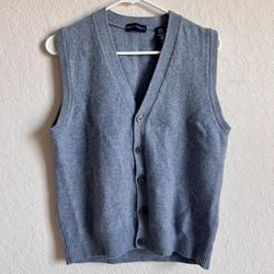 Grant Thomas Sleeveless Button Up Sweater Vest Large 100% Wool