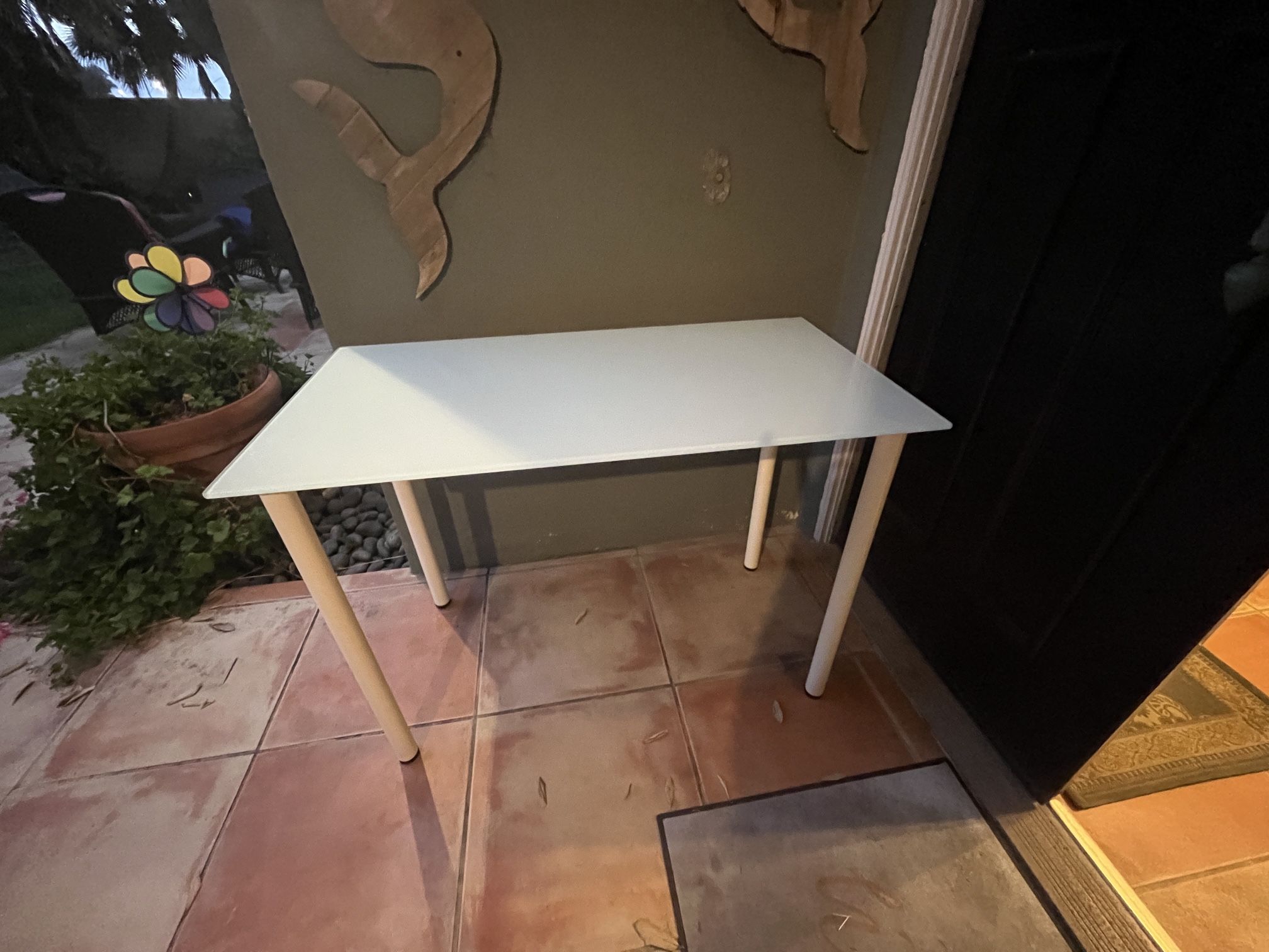 Ikea Vika Glasholm White Glass Top Table Desk