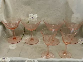 Pink depression glass glasses