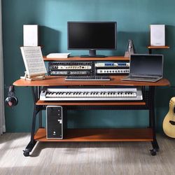 CHERRY / BLACK FINISH MUSIC STUDIO MEDIA DESK - ESCRITORIO 