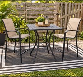 Outdoor Bar Height Bistro Table and Chair Set