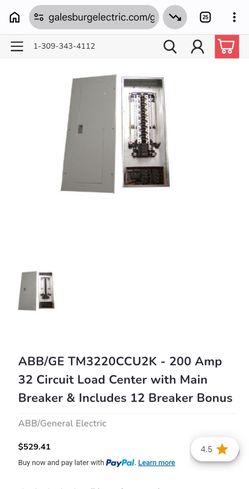GE 200AMP MAIN PANEL