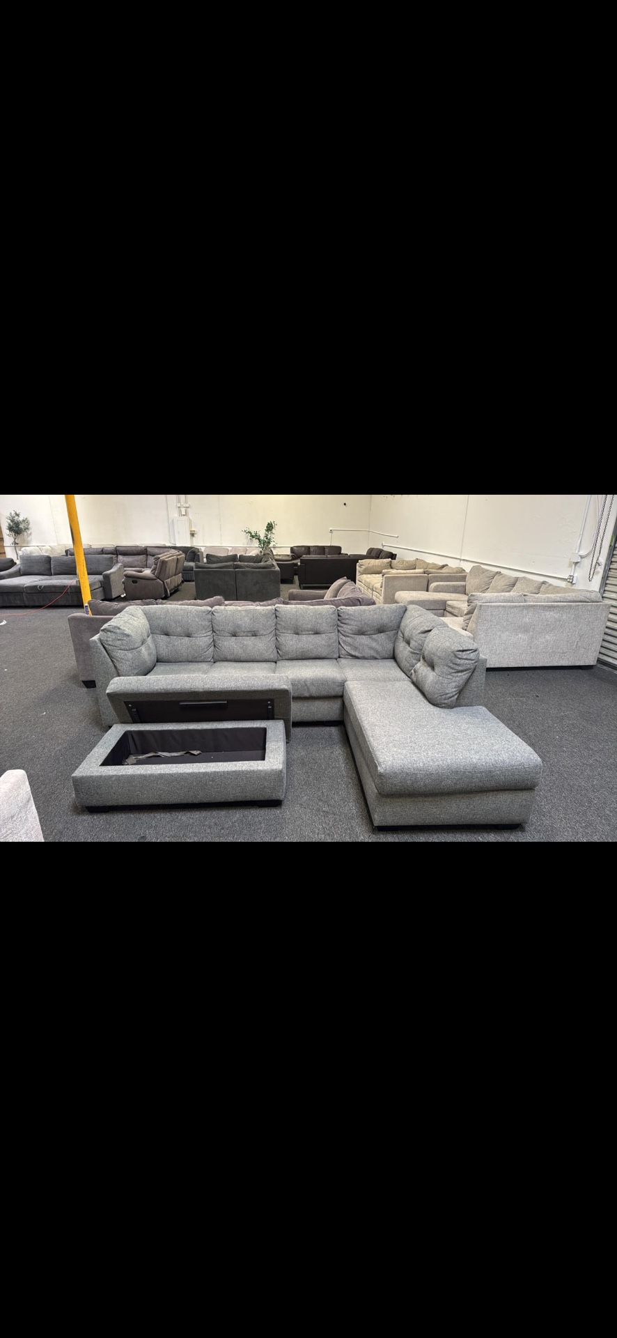 GRAY SOFA WITH STORAGE OTTOMAN NEED GONE ASAP