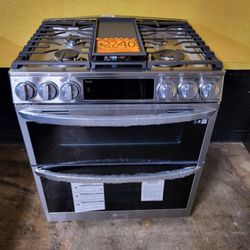 LG InstaView 5 Burner Double Oven Slide In Stove With Air Fry + Air Sous Vide G7X