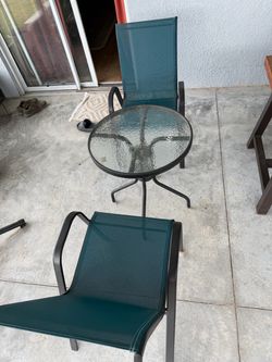 3-Piece Patio Bistro Set – Glass Table + 2 Chairs