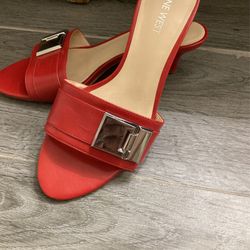 Two Pair $25.00 Each White And Red Nine West And Silver Heels 