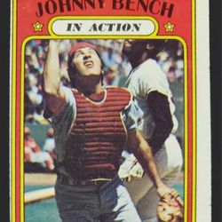 1972 Topps #34 Johnny Bench In Action Baseball Card