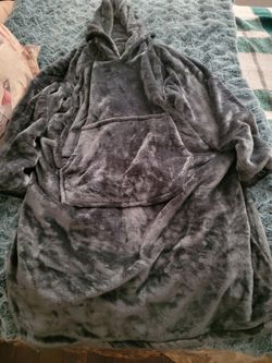 Gray/Blue Plush Snuggie