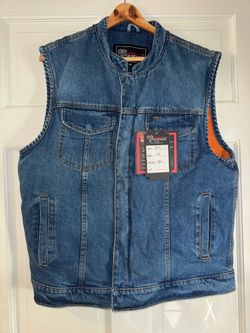 Vance Leathers Denim Vest Size Medium