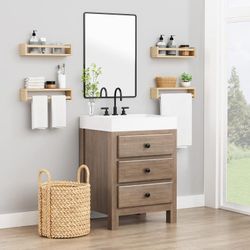 New 4 Natural Wood Floating Nursery Kitchen Bathroom 16.5" Shelves