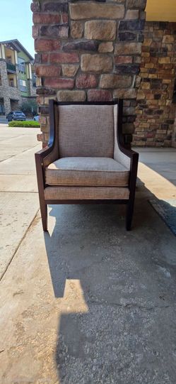 Wood inlaid accent chair