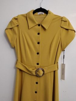 Calvin Klein
Puff-Sleeve Belted Midi Dress
 