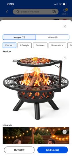 Fire pit with grill for outside