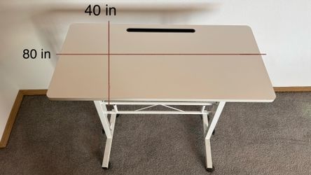Adjustable Height Rolling Computer Desk | White | Excellent Condition