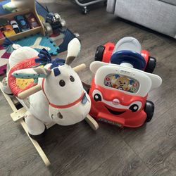 Rocking Horse And Fisher Price Bounce Car 