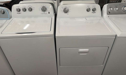 Whirlpool Top Load Washer + Electric Dryer Set – White, Simple Knob Controls
