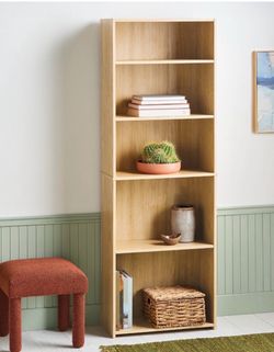 5 Shelf Dorm Bookcase Natural Wood