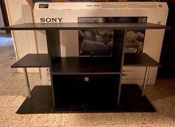 Black TV Stand with Side Shelves
