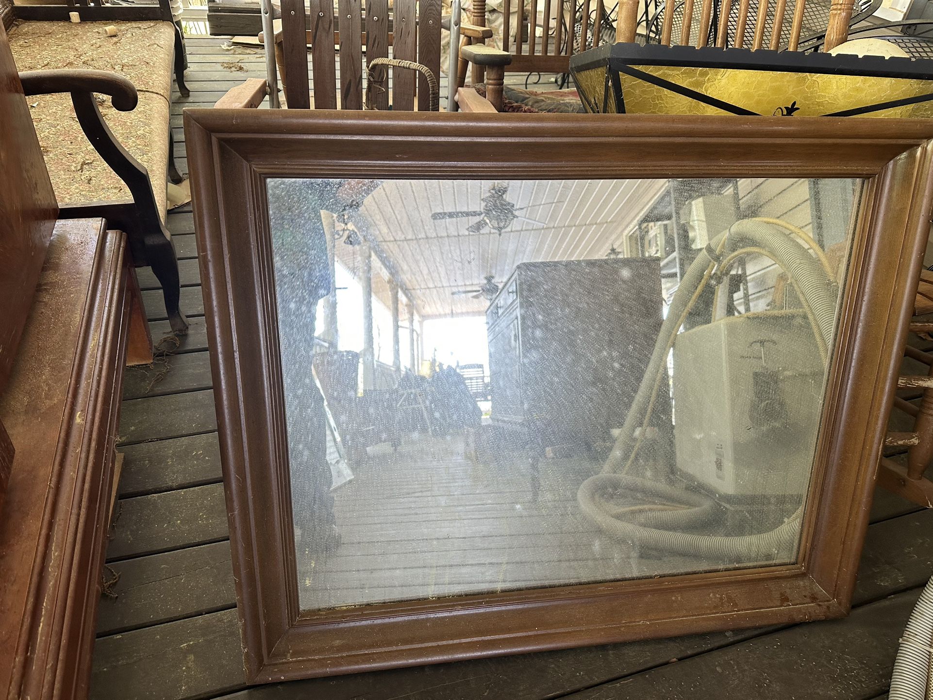 Heavy Mirror With Wooden Frame