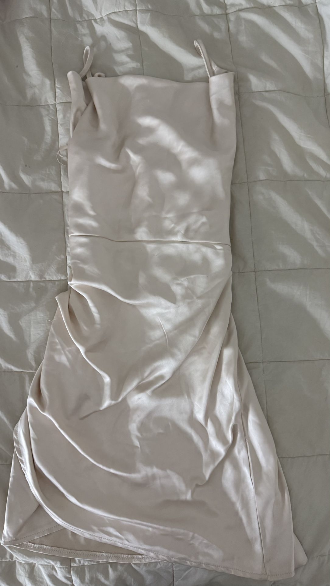 Champagne Satin Slit Dress