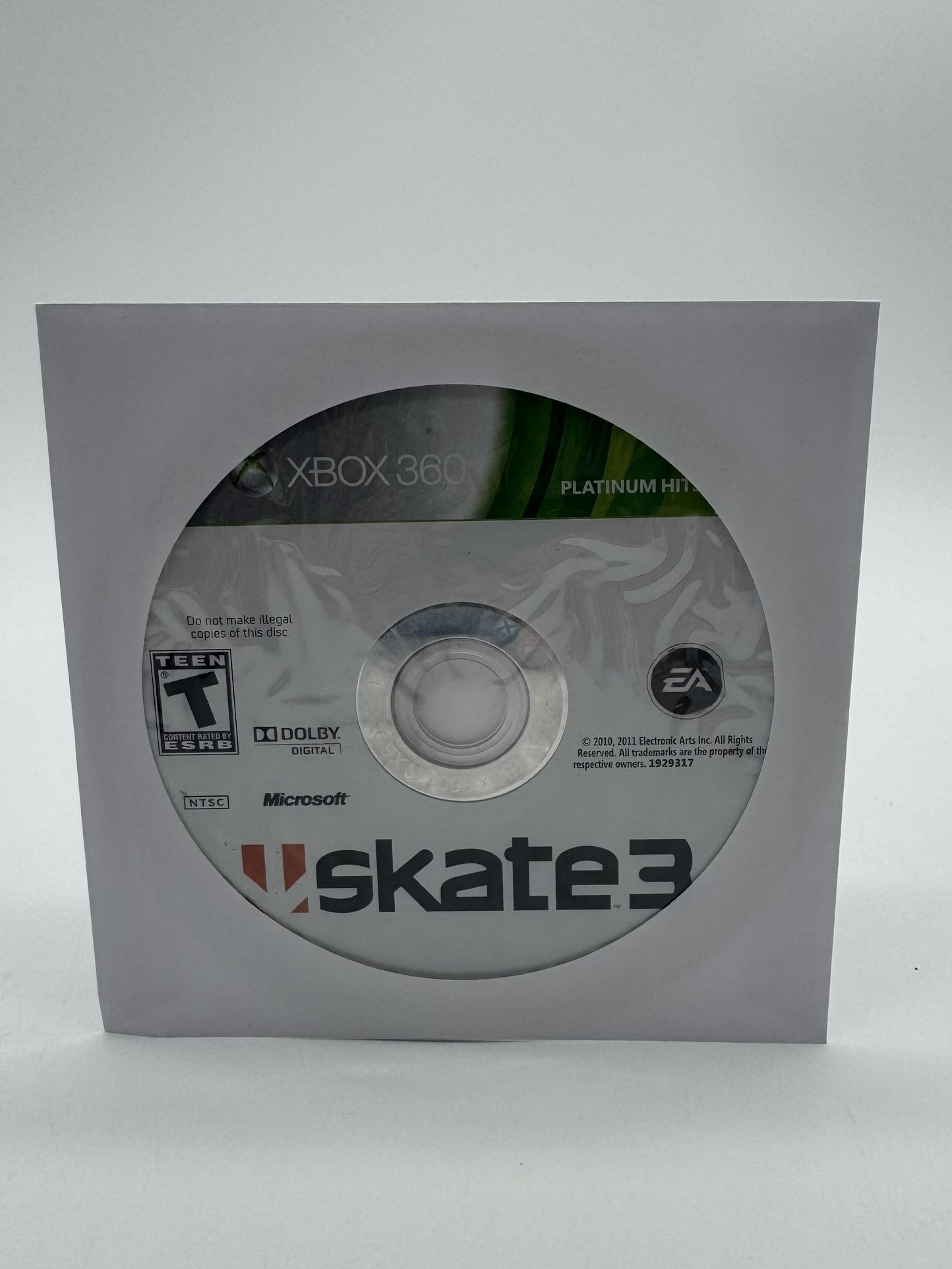 Skate 3 (Microsoft Xbox 360, 2010) Platinum Hit Disc Only & Tested